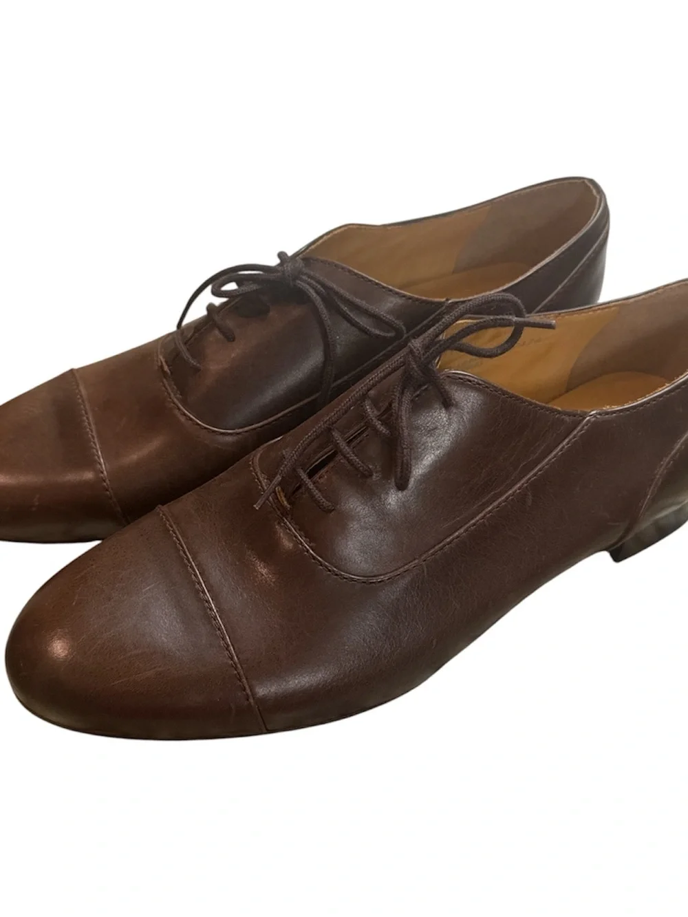 J. Crew Dark Brown Leather Cap-Toe Oxfords